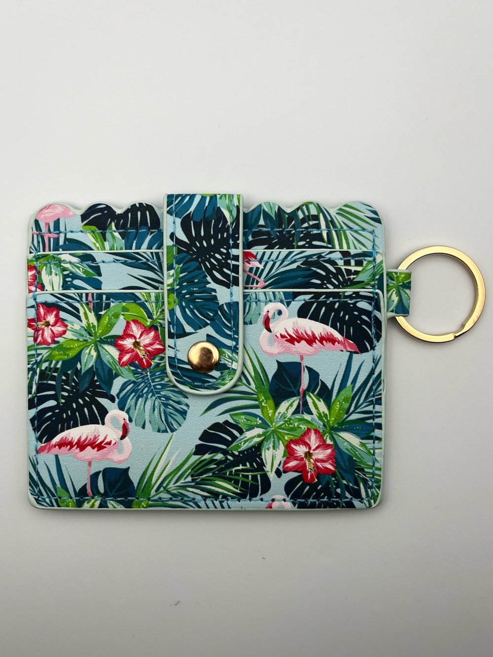 Tropical Flamingo Card Holder Keyring Wallet